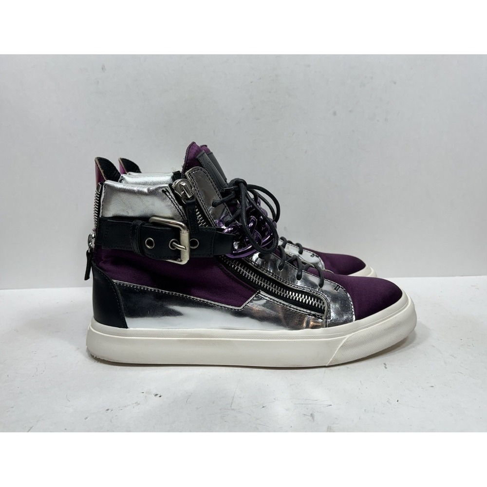 Giuseppe Zanotti Chain Strap Sneakers Purple Silver Black Men's Size 10 US / 43
